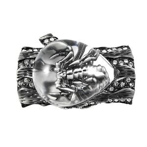 Rhinestone Accented Scorpion On Log Brooch Pin